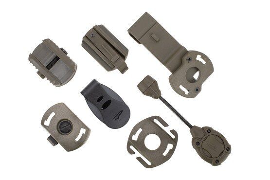 Princeton Tec Switch MPLS Tactical Light in OD Green mounts to a helmet for hands-free IR/White illumination